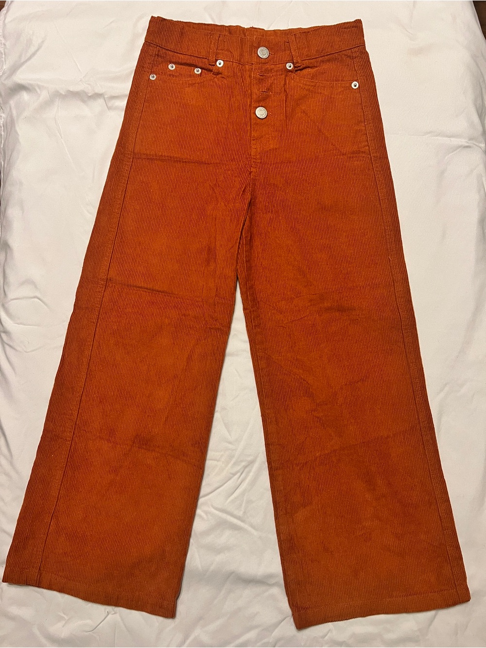 btween Kids Wide-Leg Corduroy Joggers in Rust Orange SIZE GIRLS 10